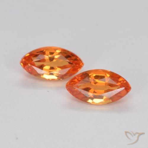 0.42 ct Loose Orange Sapphire, 4.8 x 2.5 mm Marquise Cut From Tanzania, Photo A