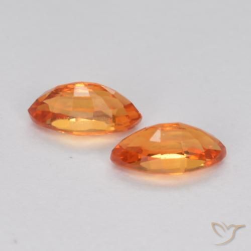 Sapphire Gemstones in 4.8 x 2.5 mm Size for Sale, Sapphire Stones in Fire Orange Color
