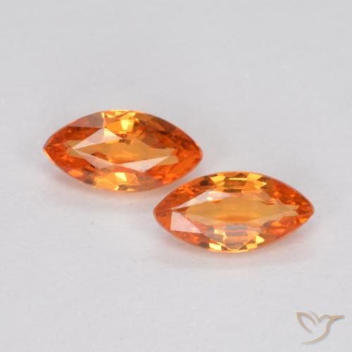 0.38 ct Loose Orange Sapphire, 5 x 2.5 mm Marquise Cut From Tanzania, Photo A