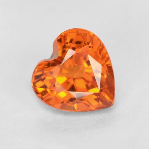 Bright Orange Sapphire Gem - 0.5ct Heart Facet (ID: 552057)