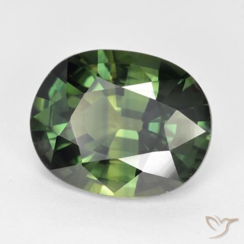 6.06 ct Green Sapphire Stone, Natural Sapphire in Oval Facet Shape for Sale