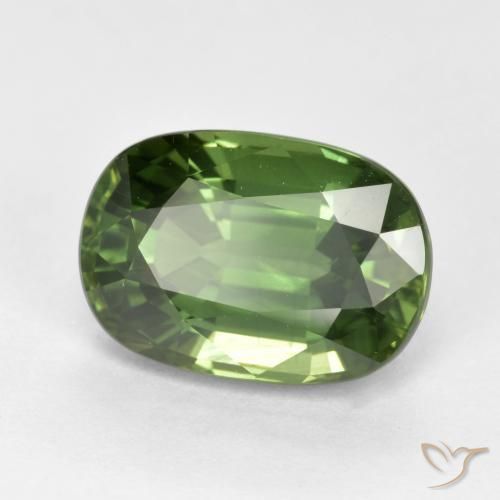 4.44 ct Green Sapphire Stone, Natural Sapphire in Oval Facet Shape for Sale