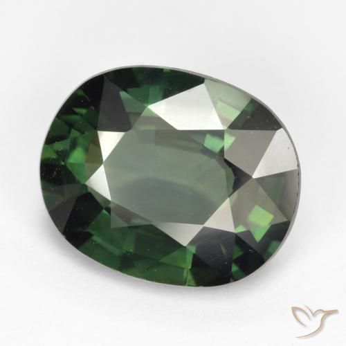 5.05 ct Green Sapphire Stone, Natural Sapphire in Oval Facet Shape for Sale