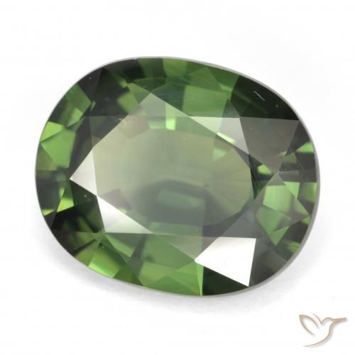 6.03 ct Green Sapphire Stone, Natural Sapphire in Oval Facet Shape for Sale
