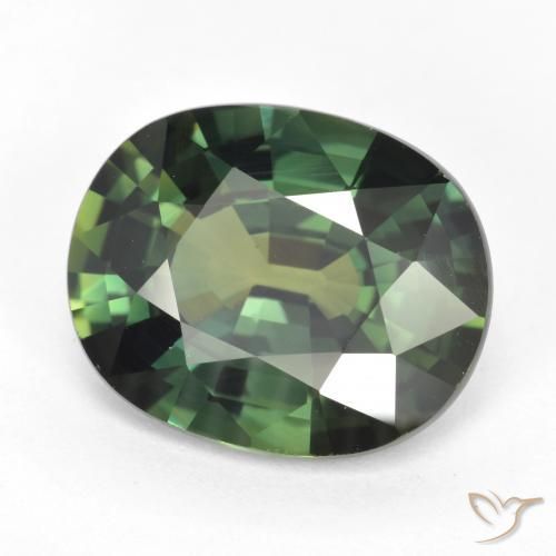 5.17 ct Green Sapphire Stone, Natural Sapphire in Oval Facet Shape for Sale
