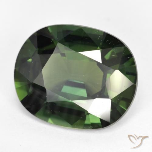 6.25 ct Green Sapphire Stone, Natural Sapphire in Oval Facet Shape for Sale