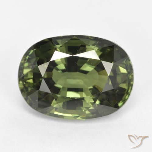5.35ct Natural Deep Green Sapphire, Oval, VVS