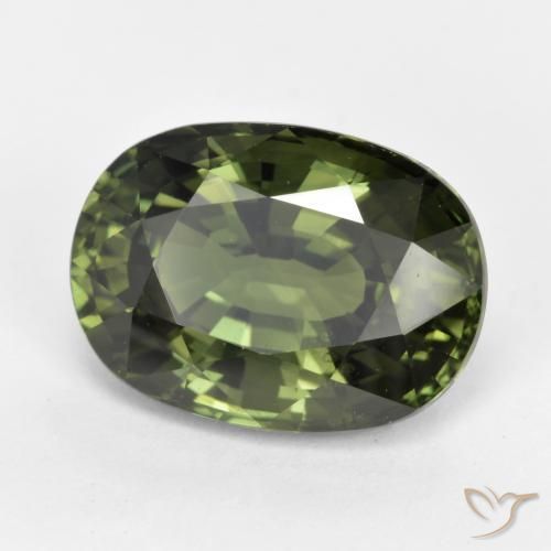 5.35 ct Green Sapphire Stone, Natural Sapphire in Oval Facet Shape for Sale