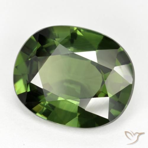 5.52 ct Green Sapphire Stone, Natural Sapphire in Oval Facet Shape for Sale
