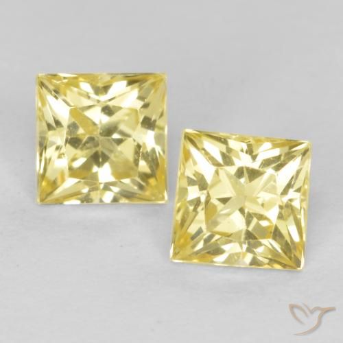 0.54 ct Loose Yellow Sapphire, 3.3 x 3.3 mm Princess Cut From Tanzania, Photo A
