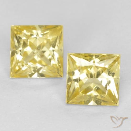 0.59 ct Loose Yellow Sapphire, 3.4 x 3.4 mm Princess Cut From Tanzania, Photo A