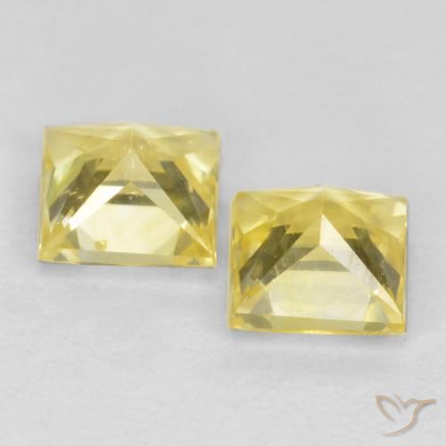 Sapphire Gemstones in 3.4 x 3.4 mm Size for Sale, Sapphire Stones in Medium-Light Yellow Color