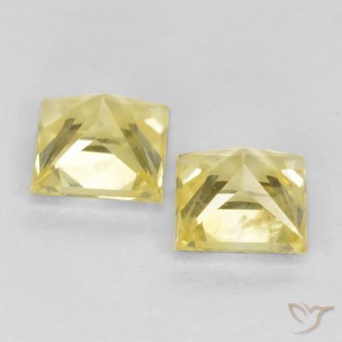 Sapphire Gemstones in 3.8 x 3.7 mm Size for Sale, Sapphire Stones in Medium-Light Yellow Color