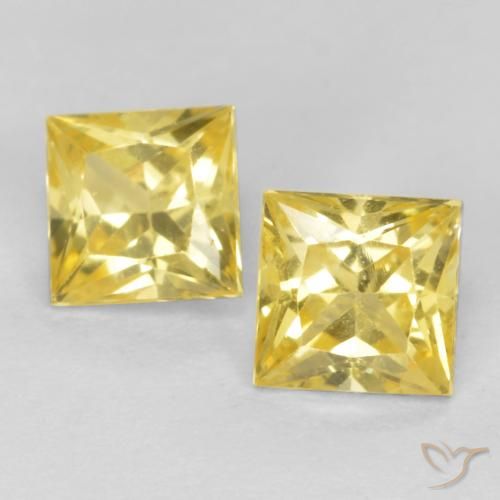 0.76 カラット イエロー サファイア、3.8 x 3.8 mm プリンセス カット、タンザニア産, Photo A