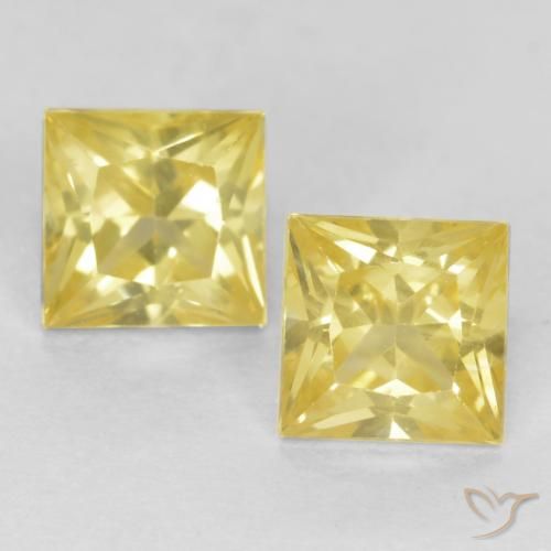 0.8 ct Loose Yellow Sapphire, 3.9 x 3.8 mm Princess Cut From Tanzania, Photo A