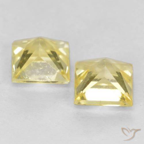 Sapphire Gemstones in 3.5 x 3.4 mm Size for Sale, Sapphire Stones in Medium-Light Yellow Color