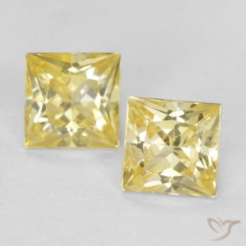 0.7 ct Loose Yellow Sapphire, 3.7 x 3.6 mm Princess Cut From Tanzania, Photo A