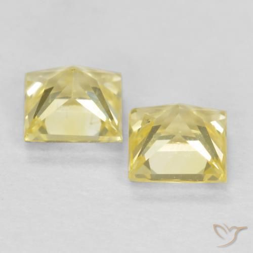 Sapphire Gemstones in 3.7 x 3.6 mm Size for Sale, Sapphire Stones in Medium-Light Yellow Color
