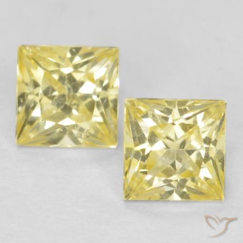 Zafiro amarillo suelto de 0,63 quilates, talla princesa de 3,6 x 3,5 mm de Tanzania, Photo A