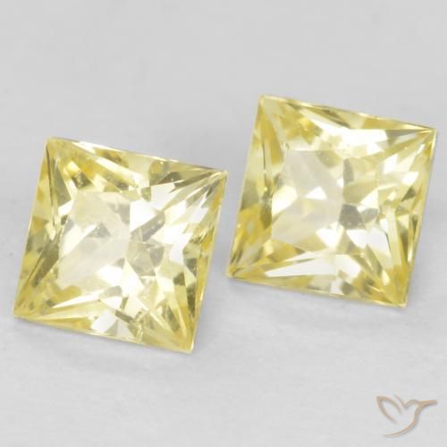 0.63 ctw Yellow Sapphire Stones, Natural Sapphire in Princess-Cut Shape for Sale