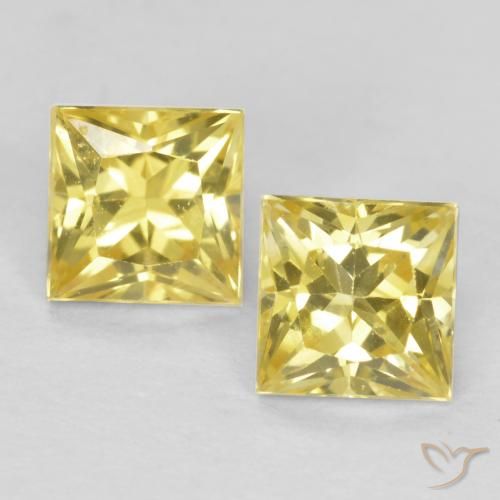 0.78 カラット イエロー サファイア、3.8 x 3.7 mm プリンセス カット、タンザニア産, Photo A