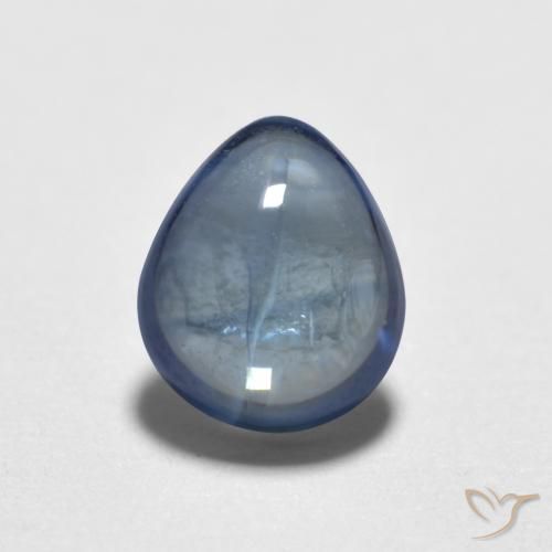 0.74 ct Blue Sapphire, 5.9 x 4.9 mm Pear Cabochon From Madagascar, Photo A