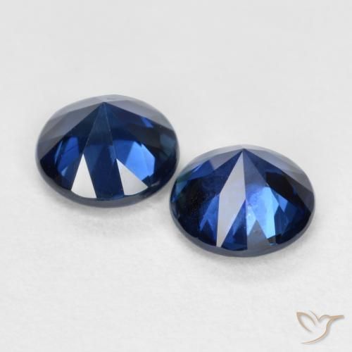 Sapphire Gemstones in 5 mm (calibrated) Size for Sale, Sapphire Stones in Midnight Blue Color