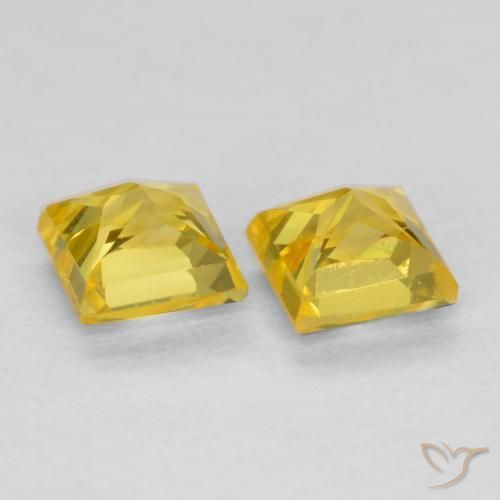 Sapphire Gemstones in 3.5 x 3.4 mm Size for Sale, Sapphire Stones in Honey Yellow Color