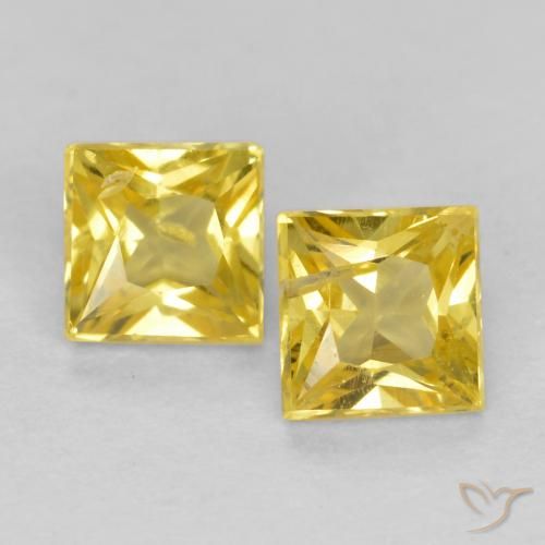 0.52 ct Loose Yellow Sapphire, 3.2 x 3.2 mm Princess Cut From Tanzania, Photo A