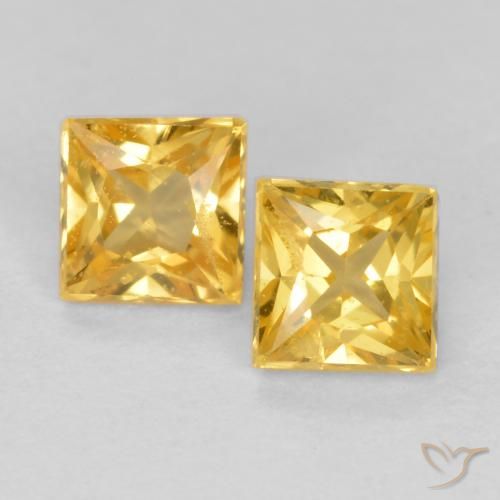0.54 ct Loose Yellow Sapphire, 3.3 x 3.2 mm Princess Cut From Tanzania, Photo A