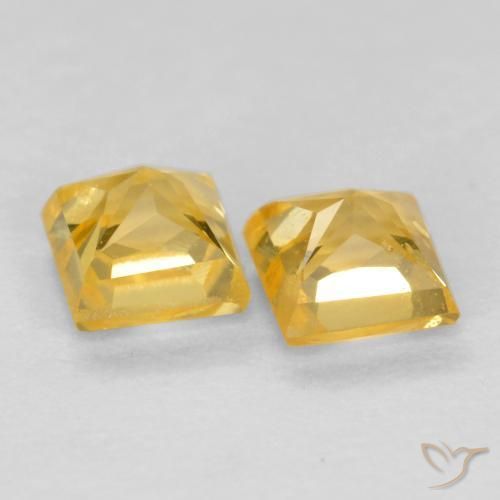 Sapphire Gemstones in 3.3 x 3.2 mm Size for Sale, Sapphire Stones in Golden Color