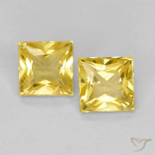 Loser gelber Saphir von 0,59 ct, 3,5 x 3,5 mm im Princess-Schliff aus Tansania, Photo A