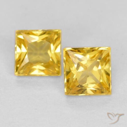 0.53 ct Loose Yellow Sapphire, 3.2 x 3.2 mm Princess Cut From Tanzania, Photo A