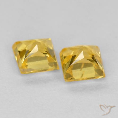 Sapphire Gemstones in 3.2 x 3.2 mm Size for Sale, Sapphire Stones in Honey Yellow Color