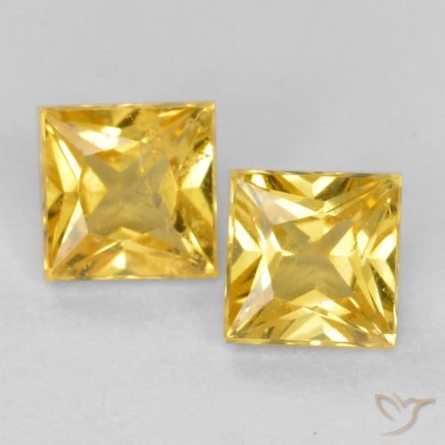 Zafiro amarillo suelto de 0,58 quilates, talla princesa de 3,4 x 3,4 mm de Tanzania, Photo A