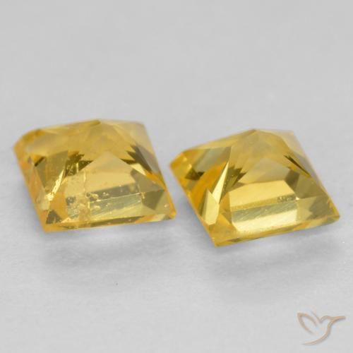 Sapphire Gemstones in 3.4 x 3.4 mm Size for Sale, Sapphire Stones in Honey Yellow Color