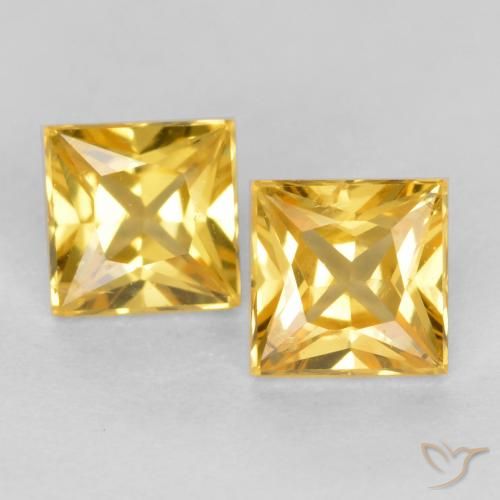 0.58 ct Loose Yellow Sapphire, 3.4 x 3.4 mm Princess Cut From Tanzania, Photo A