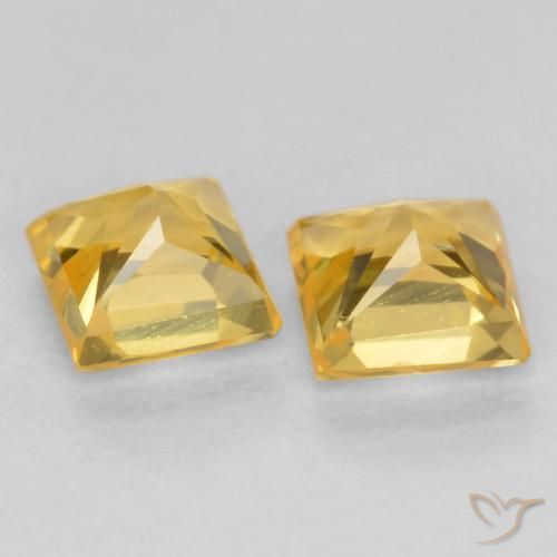 Sapphire Gemstones in 3.4 x 3.4 mm Size for Sale, Sapphire Stones in Golden Color