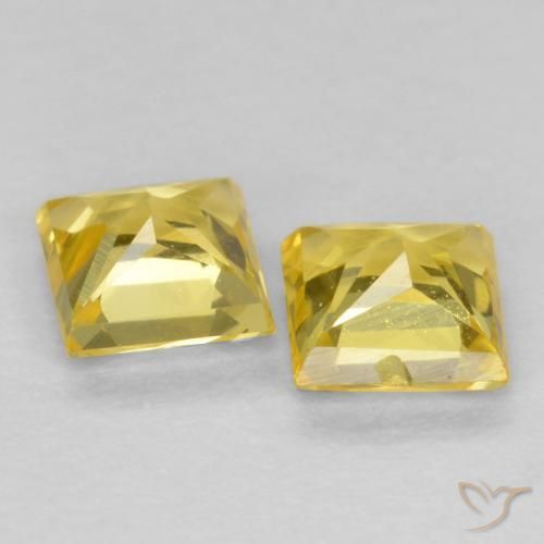 Sapphire Gemstones in 3.5 x 3.5 mm Size for Sale, Sapphire Stones in Tuscany Yellow Color