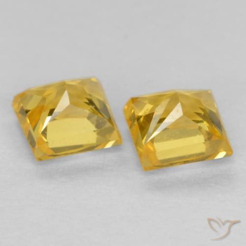 Sapphire Gemstones in 3.4 x 3.3 mm Size for Sale, Sapphire Stones in Deep Yellow Color