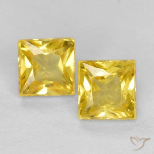 0.54 ct Loose Yellow Sapphire, 3.4 x 3.3 mm Princess Cut From Tanzania, Photo A