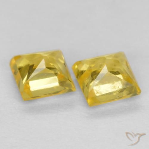 Sapphire Gemstones in 3.4 x 3.3 mm Size for Sale, Sapphire Stones in Light Honey Yellow Color