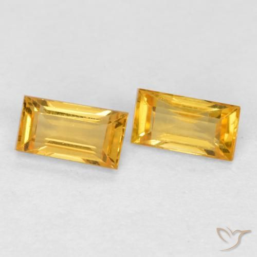 0.47 ct Loose Yellow Sapphire, 4.5 x 2.4 mm Baguette Cut From Tanzania, Photo A