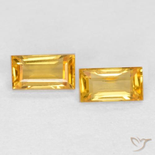0.47 ctw Golden Sapphire Stones, Natural Sapphire in Baguette Facet Shape for Sale