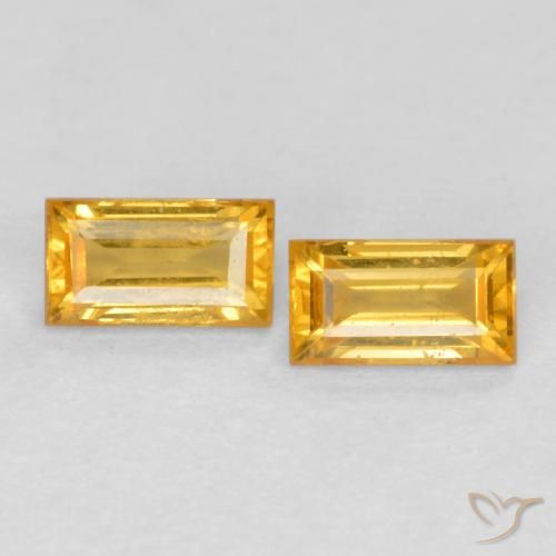 0.5 ct Loose Yellow Sapphire, 4.5 x 2.5 mm Baguette Cut From Tanzania, Photo A