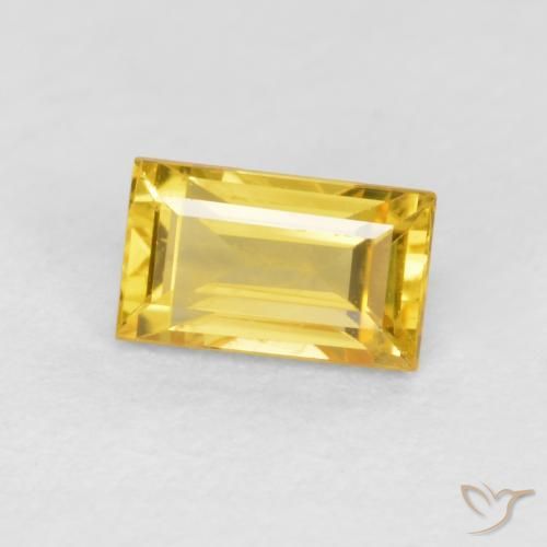 0.41 ct Golden Sapphire Stone, Natural Sapphire in Baguette Facet Shape for Sale