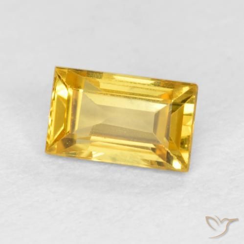 0.45 ct Golden Sapphire Stone, Natural Sapphire in Baguette Facet Shape for Sale