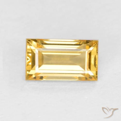 0.39ct Natural Medium Gold Sapphire, Baguette, VVS-VS