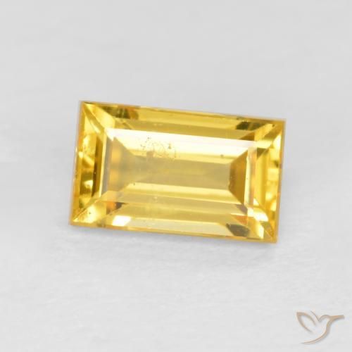 0.46 ct Golden Sapphire Stone, Natural Sapphire in Baguette Facet Shape for Sale