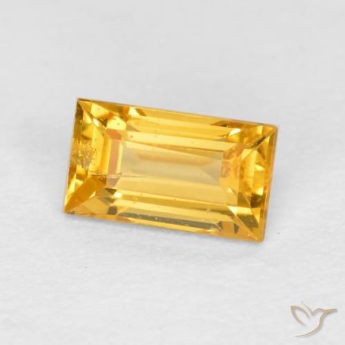 0.42 ct Golden Sapphire Stone, Natural Sapphire in Baguette Facet Shape for Sale